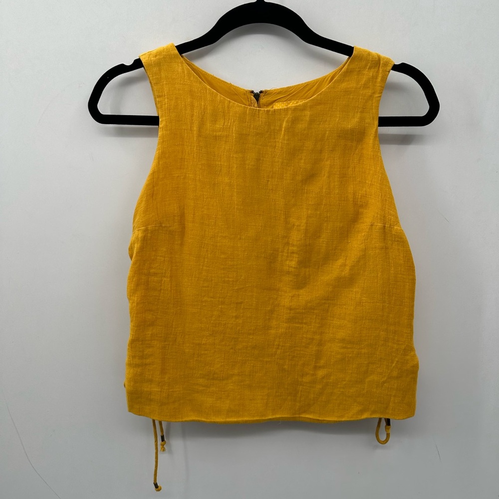 MAEVE LINEN blend side tie sleeveless woman's top.  4